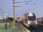 Caltrain Stadler Set arriving into Millbrae Station